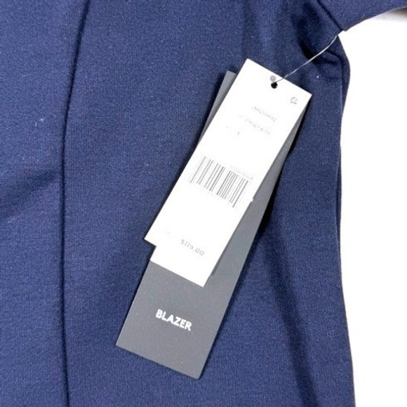 NWT Liverpool Los Angeles Womens Navy Blue Knit Blazer Open Front Jacket Size L - Picture 4 of 7